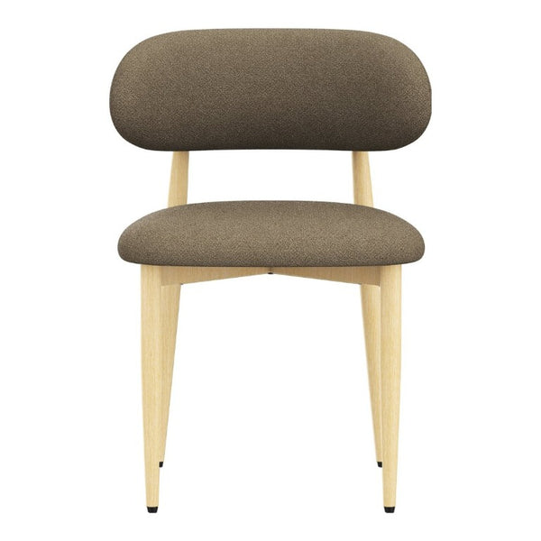 English Elm Dining Chair Set with Chenille Cushion Wood Veneer Back and Steel Legs for Modern Homes Coffee Lamb Wool W3316P512161