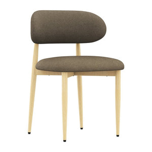 English Elm Dining Chair Set with Chenille Cushion Wood Veneer Back and Steel Legs for Modern Homes Coffee Lamb Wool W3316P512161