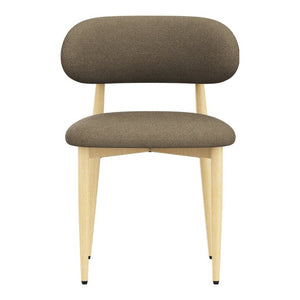 English Elm Dining Chair Set of 4 with Chenille Cushion Wood Veneer Back and Steel Legs Coffee Lamb Wool W3316P512162