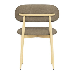 English Elm Dining Chair Set of 4 with Chenille Cushion Wood Veneer Back and Steel Legs Coffee Lamb Wool W3316P512162