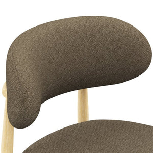 English Elm Dining Chair Set of 4 with Chenille Cushion Wood Veneer Back and Steel Legs Coffee Lamb Wool W3316P512162