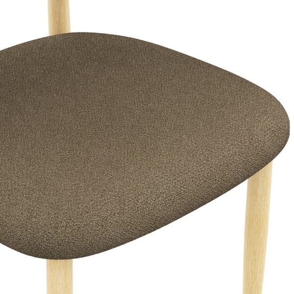 English Elm Dining Chair Set of 4 with Chenille Cushion Wood Veneer Back and Steel Legs Coffee Lamb Wool W3316P512162