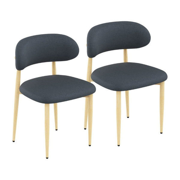 English Elm Dining Chair Set with Chenille Cushion Wood Veneer Back and Steel Legs for Modern Homes Blue Chenille - A W3316P531379