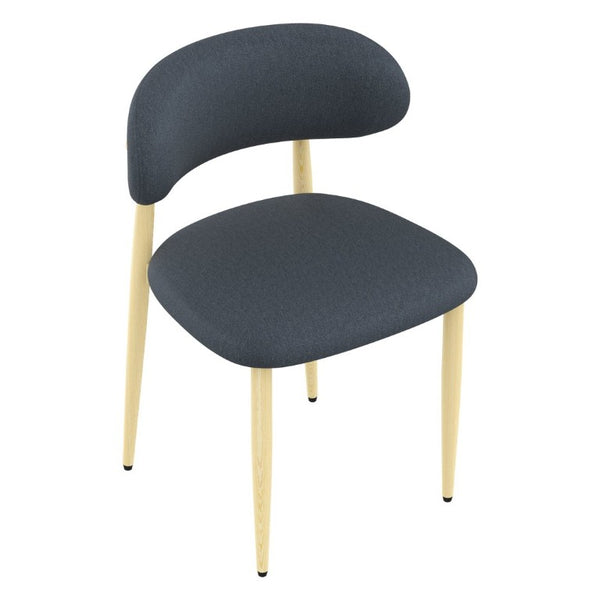 English Elm Dining Chair Set with Chenille Cushion Wood Veneer Back and Steel Legs for Modern Homes Blue Chenille - A W3316P531379