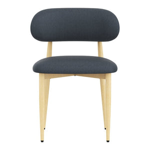 English Elm Dining Chair Set with Chenille Cushion Wood Veneer Back and Steel Legs for Modern Homes Blue Chenille - A W3316P531379