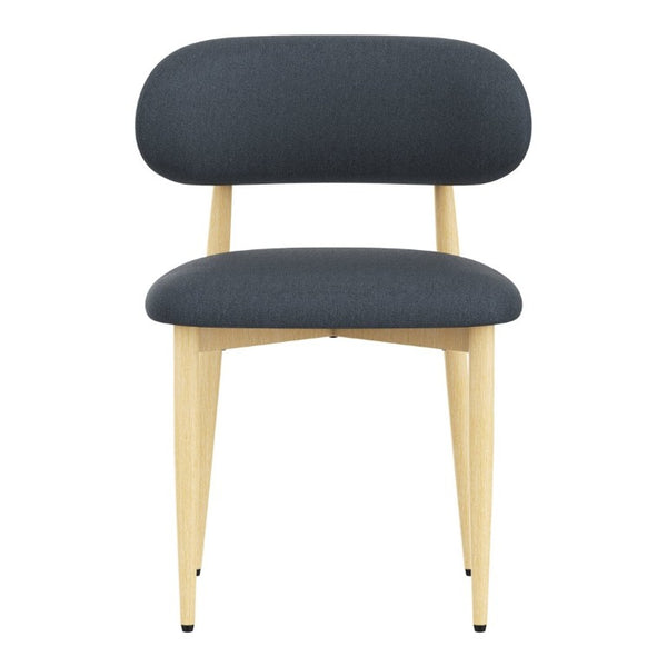 English Elm Dining Chair Set with Chenille Cushion Wood Veneer Back and Steel Legs for Modern Homes Blue Chenille - A W3316P531379