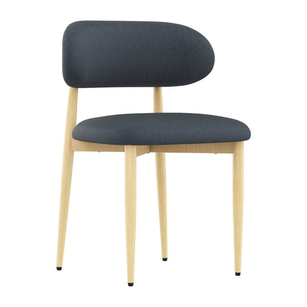 English Elm Dining Chair Set with Chenille Cushion Wood Veneer Back and Steel Legs for Modern Homes Blue Chenille - A W3316P531379