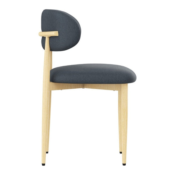 English Elm Dining Chair Set with Chenille Cushion Wood Veneer Back and Steel Legs for Modern Homes Blue Chenille - A W3316P531379