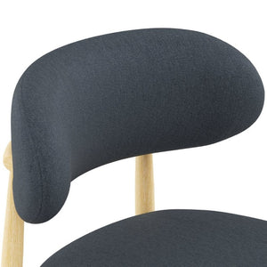 English Elm Dining Chair Set with Chenille Cushion Wood Veneer Back and Steel Legs for Modern Homes Blue Chenille - A W3316P531379