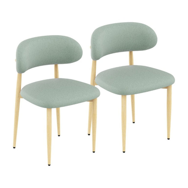 English Elm Dining Chair Set with Chenille Cushion Wood Veneer Back and Steel Legs for Modern Homes Green Chenille - A W3316P531381