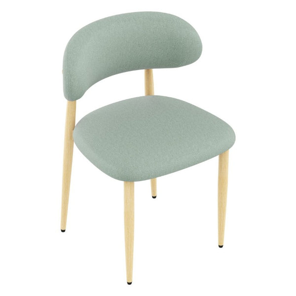 English Elm Dining Chair Set with Chenille Cushion Wood Veneer Back and Steel Legs for Modern Homes Green Chenille - A W3316P531381