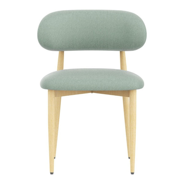 English Elm Dining Chair Set with Chenille Cushion Wood Veneer Back and Steel Legs for Modern Homes Green Chenille - A W3316P531381