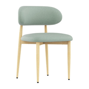 English Elm Dining Chair Set with Chenille Cushion Wood Veneer Back and Steel Legs for Modern Homes Green Chenille - A W3316P531381