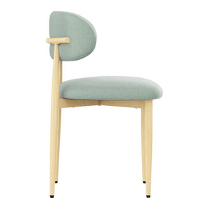 English Elm Dining Chair Set with Chenille Cushion Wood Veneer Back and Steel Legs for Modern Homes Green Chenille - A W3316P531381