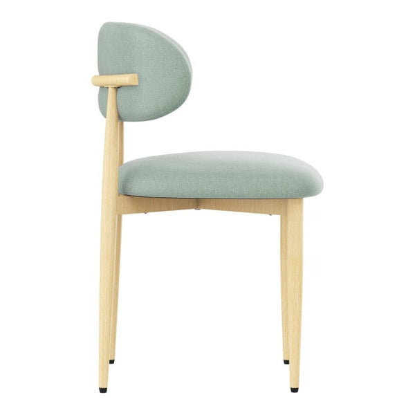 English Elm Dining Chair Set with Chenille Cushion Wood Veneer Back and Steel Legs for Modern Homes Green Chenille - A W3316P531381