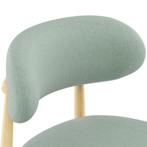English Elm Dining Chair Set with Chenille Cushion Wood Veneer Back and Steel Legs for Modern Homes Green Chenille - A W3316P531381
