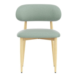 English Elm Dining Chair Set of 4 with Chenille Cushion Wood Veneer Back and Steel Legs Green Chenille - A W3316P531382