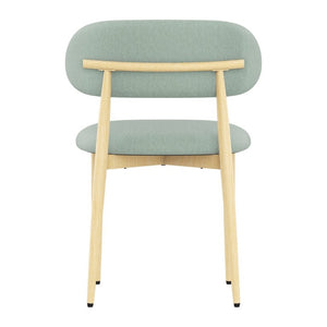 English Elm Dining Chair Set of 4 with Chenille Cushion Wood Veneer Back and Steel Legs Green Chenille - A W3316P531382