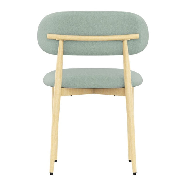 English Elm Dining Chair Set of 4 with Chenille Cushion Wood Veneer Back and Steel Legs Green Chenille - A W3316P531382