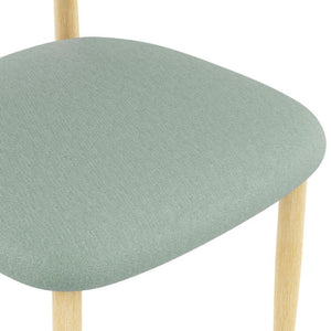 English Elm Dining Chair Set of 4 with Chenille Cushion Wood Veneer Back and Steel Legs Green Chenille - A W3316P531382