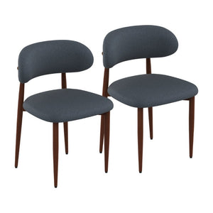English Elm Dining Chair Set with Chenille Cushion Wood Veneer Back and Steel Legs for Modern Homes Blue Chenille - B W3316P531383