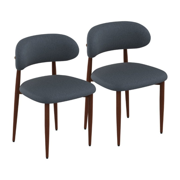 English Elm Dining Chair Set with Chenille Cushion Wood Veneer Back and Steel Legs for Modern Homes Blue Chenille - B W3316P531383