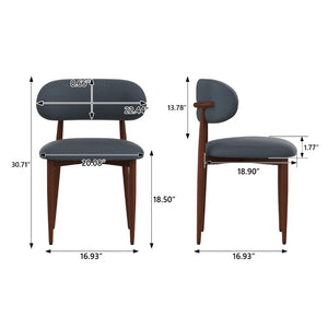 English Elm Dining Chair Set with Chenille Cushion Wood Veneer Back and Steel Legs for Modern Homes Blue Chenille - B W3316P531383