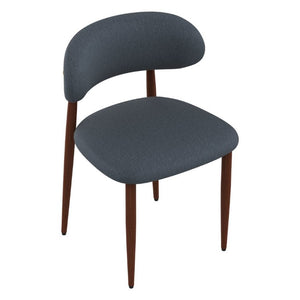 English Elm Dining Chair Set with Chenille Cushion Wood Veneer Back and Steel Legs for Modern Homes Blue Chenille - B W3316P531383