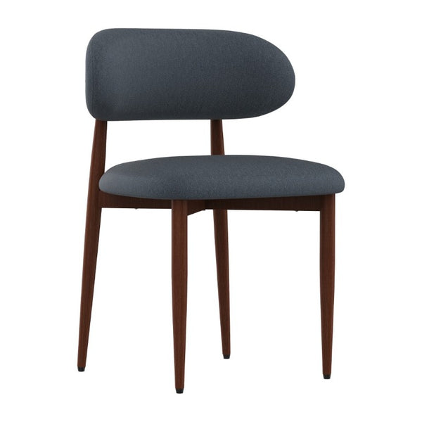 English Elm Dining Chair Set with Chenille Cushion Wood Veneer Back and Steel Legs for Modern Homes Blue Chenille - B W3316P531383