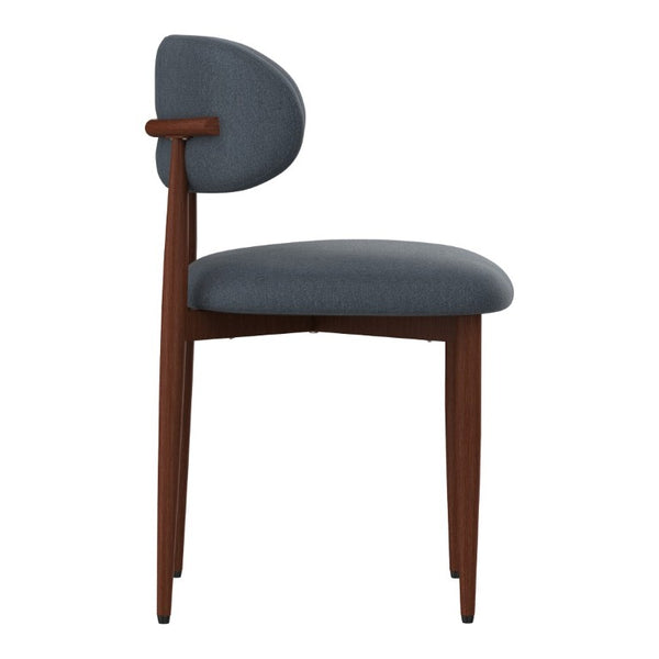English Elm Dining Chair Set with Chenille Cushion Wood Veneer Back and Steel Legs for Modern Homes Blue Chenille - B W3316P531383