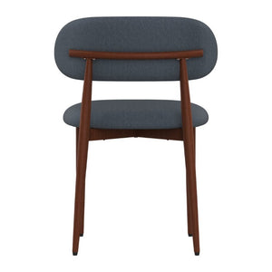 English Elm Dining Chair Set with Chenille Cushion Wood Veneer Back and Steel Legs for Modern Homes Blue Chenille - B W3316P531383