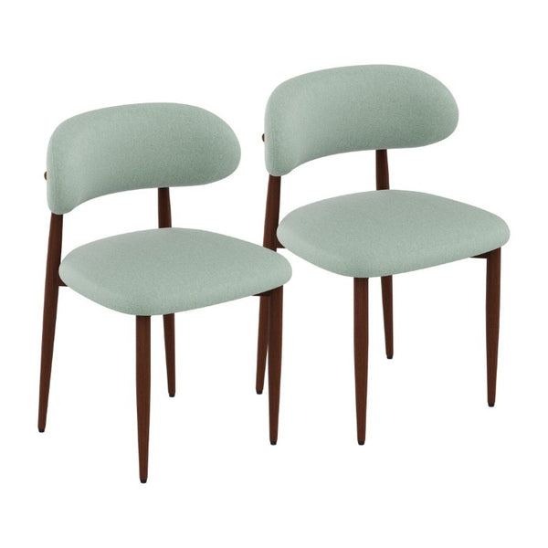 English Elm Dining Chair Set with Chenille Cushion Wood Veneer Back and Steel Legs for Modern Homes Green Chenille - B W3316P531385