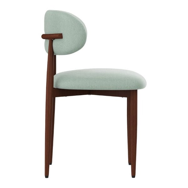 English Elm Dining Chair Set with Chenille Cushion Wood Veneer Back and Steel Legs for Modern Homes Green Chenille - B W3316P531385