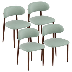 English Elm Dining Chair Set of 4 with Chenille Cushion Wood Veneer Back and Steel Legs Green Chenille - B W3316P531386
