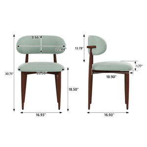 English Elm Dining Chair Set of 4 with Chenille Cushion Wood Veneer Back and Steel Legs Green Chenille - B W3316P531386