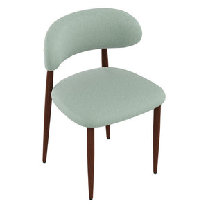 English Elm Dining Chair Set of 4 with Chenille Cushion Wood Veneer Back and Steel Legs Green Chenille - B W3316P531386