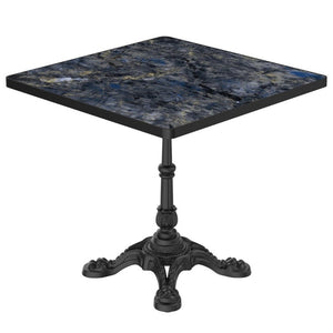 English Elm 31.5 Inch Square Outdoor Dining Table Sintered Stone Faux Marble Tulip Cast Iron Base W3316S00041