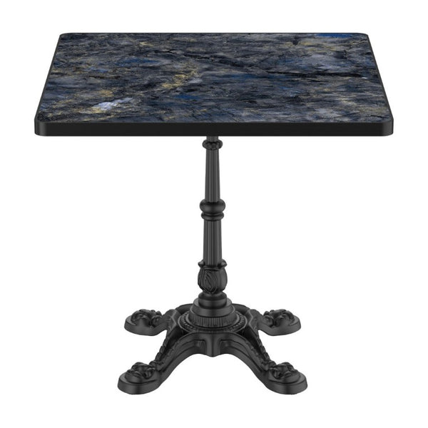 English Elm 31.5 Inch Square Outdoor Dining Table Sintered Stone Faux Marble Tulip Cast Iron Base W3316S00041