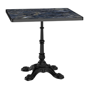 English Elm 31.5 Inch Square Outdoor Dining Table Sintered Stone Faux Marble Tulip Cast Iron Base W3316S00041