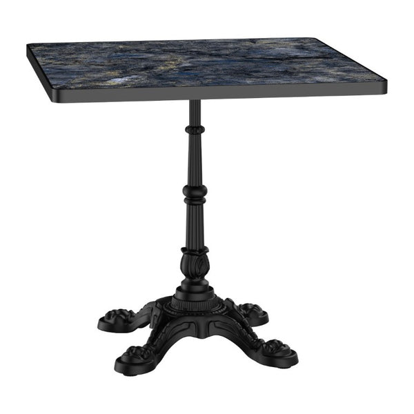 English Elm 31.5 Inch Square Outdoor Dining Table Sintered Stone Faux Marble Tulip Cast Iron Base W3316S00041