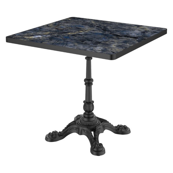 English Elm 31.5 Inch Square Outdoor Dining Table Sintered Stone Faux Marble Tulip Cast Iron Base W3316S00041