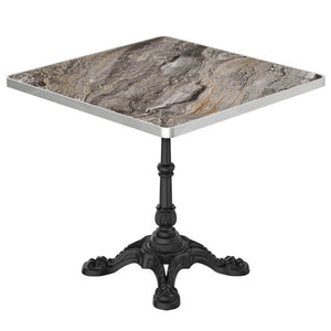 English Elm 31.5 Inch Square Outdoor Sintered Stone Tulip Table Marble Finish Cast Iron Base W3316S00043