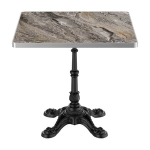 English Elm 31.5 Inch Square Outdoor Sintered Stone Tulip Table Marble Finish Cast Iron Base W3316S00043