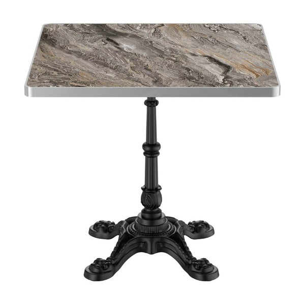 English Elm 31.5 Inch Square Outdoor Sintered Stone Tulip Table Marble Finish Cast Iron Base W3316S00043