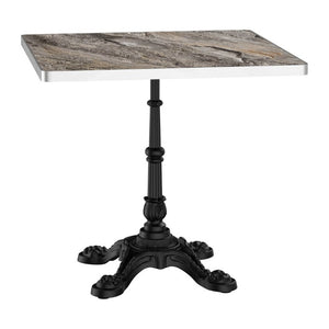 English Elm 31.5 Inch Square Outdoor Sintered Stone Tulip Table Marble Finish Cast Iron Base W3316S00043