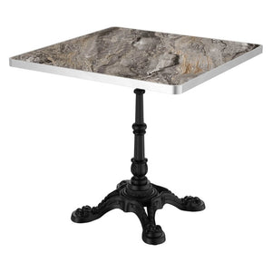 English Elm 31.5 Inch Square Outdoor Sintered Stone Tulip Table Marble Finish Cast Iron Base W3316S00043