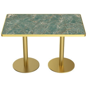 English Elm 47.24Tulip Sintered Stone Marble Top Dining Table Brushed Steel Pedestal Base Seats Six Green W3316S00046