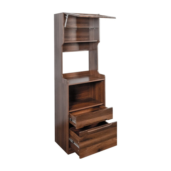 English Elm Kitchen Farmhouse Hutch Buffet with Microwave Stand Drawers and Pantry Storage W331P440565
