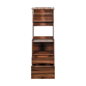 English Elm Kitchen Farmhouse Hutch Buffet with Microwave Stand Drawers and Pantry Storage W331P440565