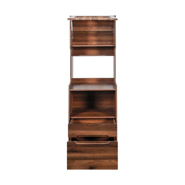 English Elm Kitchen Farmhouse Hutch Buffet with Microwave Stand Drawers and Pantry Storage W331P440565